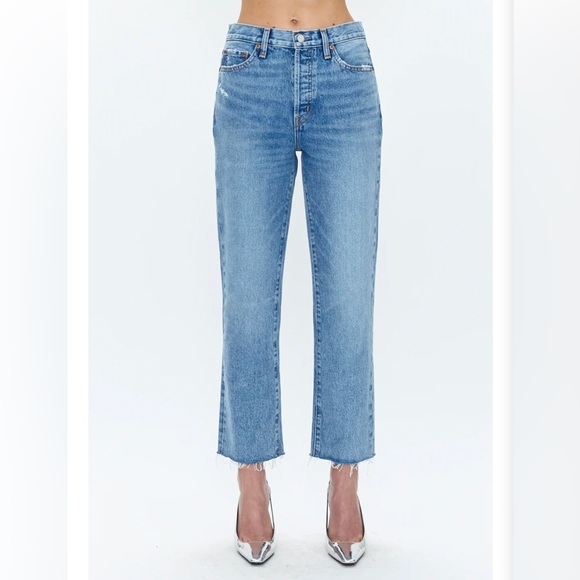 PISTOLA Charlie High Rise Straight size 29 raw hem denim - Picture 1 of 6